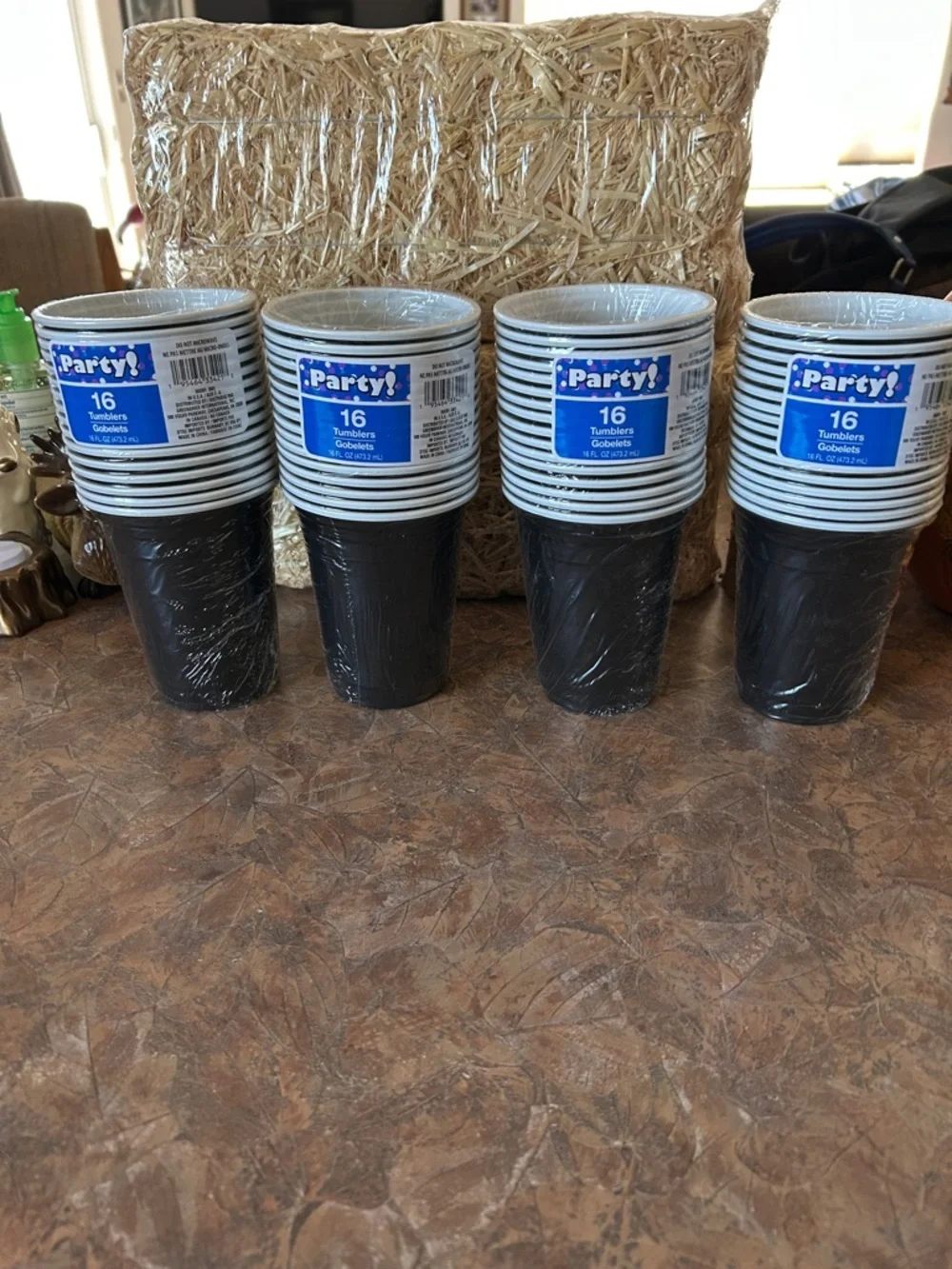 Party! Four Pack of Black and White Solo Cups 16 ounce Tumblers